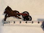 Antique Cast Iron Double Brown Horse Pull On Wheels Mini Toy Wheels Spin