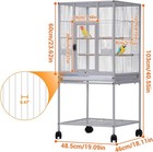 41 Inch Wrought Iron Large Bird Flight Cage With Rolling Stand Parrot Finch Cage