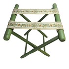 Vintage Wood Luggage Suitcase Folding Rack Stand Floral Straps