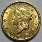   1853 Au   1 Gold Piece Dollar  Type 1  Free Shipping