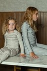 Bee   Dee Kids Pajama Set Cable Stitch Wrap Dusty Blue Boys Holiday Gift