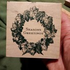 Vintage 5 Christmas Rubber Stamps  Wood Mounted  Card Making  Crafts