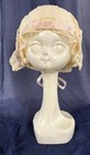 Vintage antique Cream Lace Bonnet With Embroidered Net