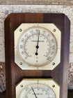 Vtg Sunbeam Wood 3-gauge Weather Station Barometer Thermometer Hygrometer Usa