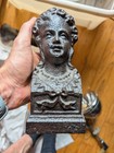 Antique French Cast Iron Firedogs Chenets Female Busts
