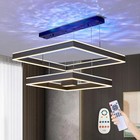 Modern Black 2-ring Led Chandelier  Dimmable W  2 Remotes  Dining Light