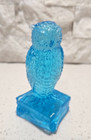      Degenhart Teal Blue Aqua Slag Glass Owl Figurine Paperweight     