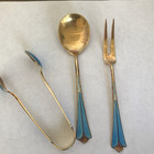 David Andersen Norway Mcm Gold Sterling   Enamel Serving Pieces 1925-1950