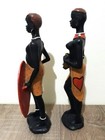 Set 2 African Art Lady Figure Women Sculpture Tribal Lady Figurine Statue Niger