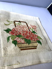 Petit Point Flowers Basket Pink Needlepoint Completed 7 1 2 