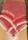 Traditional Red   White Shemagh Scarf - Arabic Keffiyeh Head Wrap Cotton Tassels