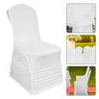 White Swag Back Chair Covers Stretch Spandex Fit 1   100pcs Wedding Banquet Decor