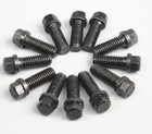 Black Steel 3 8-16 X 1  Exhaust Header Bolts Kit Chevy Sbc Bbc 12pcs