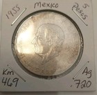 1955 Mexico 5 Pesos 72  Silver Km 469 Hidalgo 4 271 000 M  Nice big Silver Coin 