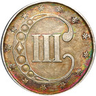 1853 Three  3  Cent Silver - Pretty Toning Great Deals From The Executive Coin C