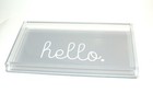 Acrylic Jewelry Tray Grey Gray Bottom Word Hello Clear Sides Dish Container