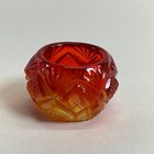 Guernsey Art Glass Quarter Block Teutonic Open Salt Dip - Glows W blacklight