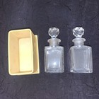 Vtg Art Deco Vanity Celluloid Double Glass Perfume Dresser Bottles W Stoppers