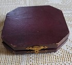 Antique Victorian Era Leather And Velvet Sewing Box With Accessories