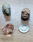 Lot Of 3  Vintage Tiny Miniature Pigs Made From Hand Blown Glass  Clay    Marble