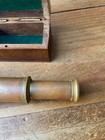 Vintage Small 6  Spyglass Nautical Telescope 2 Draw Brass   Leather W  Wood Case