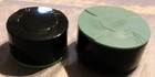 Vintage Vanity Lot 4 Art Deco Bakelite Plastic Powder Jar Rouge Pots Green Black