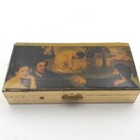 Vintage Pill Box Gold Tone Case With Painting Design Collectible