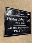 Antique Postal Telegraph Porcelain Sign Two Sided 10    X 8 1 2   