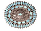 Zuni Pueblo Sterling Silver Oval Pin Ca  1950  Size 2  H X 2 375  W