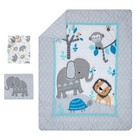 Bedtime Originals Jungle Fun 3-piece Crib Bedding Set - Blue  Gray  White