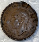 1944 Mint Error Great Britain Half 1 2 Penny Coin Lamination On Both Sides