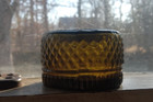 1830s Pontiled 3 Mold Blown New England Geometric Inkwell Pretty Yellow Green