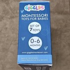 Wooden Baby Rattle Set 7 Pc Montessori Teething Toy Infant 0-6 Mo Blue Boy