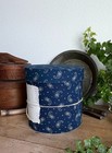 Antique 1800 s Indigo Fabric Primitive Calico Box 19th C Hand Script Ledger