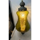 Vintage Swirl Glass Hanging Swag Lamp Light Fixture Green Mid Century Modern 20 