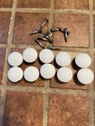 Vintage Lot Of 10 Painted White Wood Cabinet Mushroom  Knobs Drawer Pulls 1 1 2   