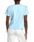 Gracia Flower Applique Solid Color T-shirt Women s Blue S