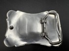 Vintage Western Floral Scroll Engraved Belt Buckle Silver Tone Cowgirl Rodeo