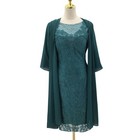Mother Of The Bride Sz 8 M Teal Green Lace Knee Length Party 2 Pc Dress New B139