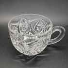 Set Of 8 Vintage Pressed Glass Star Pattern Punch Cups With Handle