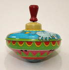 Tin Litho Spinning Top Toy W  Metal Spinner Handle  Animal Zoo Graphics