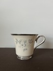 Lenox Windsong Porcelain Tea Cups Set Of 2 Ivory Floral Platinum silver Rim