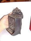 Vintage Cast Iron Wall Mount Match Box Holder Flip Top Solid Black Antique 7 