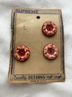 3 Vintage Buffed Celluloid Flower Buttons 22mm On Original Card
