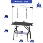 42  Pet Dog Grooming Table Foldable Adjustable Arm Non Slip Desktop Storage Tray
