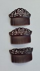 3 Vtg Fancy Floral Side Combs Hair Faux-shell Plastic Made Usa Art Nouveau