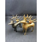 Brass Deer Figurines Candle Holders Metal Set 2 Christmas Centerpiece Vintage