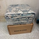 8x10ft Low Pile Area Rug  Machine Washable- Vintage Floral Teal blue  White