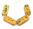 Rare 4 Sided Venetian Antique Yellow Millefiori African Glass Trade Beads- 4418
