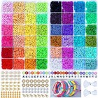  4314 Pcs Clay Beads For Bracelet Making  48 Colors Flat Round 48 Colors